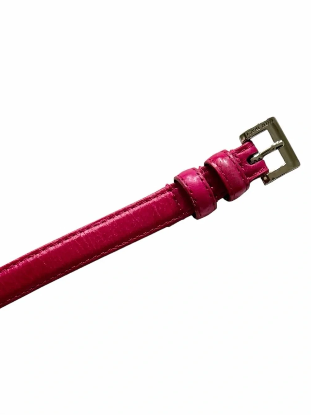 NEW Ellen Tracy Hot Pink Skinny Italian Leather Belt